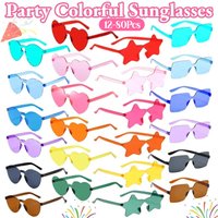 12-80Pcs Party Heart Sunglasses Wedding Favors for Guests Gifts Unisex Rimless Colorful Sunglasses Bachelorette Birthday Gifts