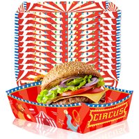 8/12/24/40pcs Carnival Circus Food Trays Carnival Party Decoration Disposable Paper Food Serving Trays Birthday Party Supplies