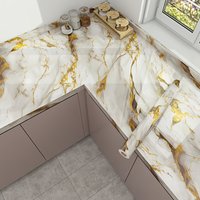 Self Adhesive Marble Wallpaper 3Mx60CM Peel and Stick Wall Sticker Waterproof Heat Resistant Kitchen Backsplash Countertop Decor