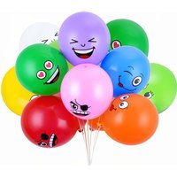 Assorted Color Latex Happy Face Balloons - Smiling, Laughing, Surprised Faces for Kids' Birthday Parties, Showers, Weddings, Hal