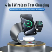 4 in 1 Wireless Charger Metal Shell Magnetic 15W Fast Charging Station Stand for iPhone 12-17 Mobile Phones Airpods Apple Watch