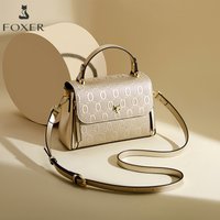FOXER Lady's Handbag Shoulder Bag Split Leather 2026 Fashion Light Luxury Crossbody Bag Vintage Commute Female Messenger Bag