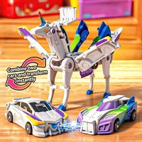 New Unicorn Transformers: Magic Transformation Super Combination Car Toy 2-in-1 Kids Magnetic Collision Transforming Car DIY Toy