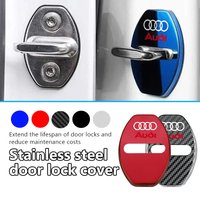 For Audi 4PCS Car Door Lock Cover Stainless Steel Protection Accessories S RS SLINE A1 A2 A3 A4 A5 A6 A7 A8 ABT Quattro