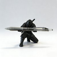 1pc Creative Pen Holder Black Warrior Shaped Office Desktop Pen Rack Desktop Ornament Decorative Items Pen Holder