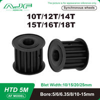 HTD 5M Black Steel Timing Pulley 10T 12T 14T 15T 16T 18T 5M Synchronous Wheel for Belt Width 10/15/20/25mm Bore 5-15mm Ptich 5mm