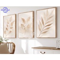 1PC/3PCS Beige Botanical Neutral Poster Modern Leaf Minimalism Boho Prints Canvas Painting Wall Art Picture Living Room Decor
