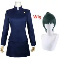 2026 Anime Jujutsu Kaisen Zenin Maki Cosplay Costume Top Skirt Halloween Party Uniform Woman Dress Wigs