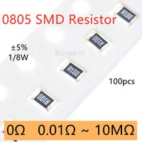 100pcs 0805 5% SMD Resistor 0R 4.7Ī© 10 ohm 22R 100R 120R 200R 220R 300R 330R 470R 510R 1K 1.5K 2K 4.7K 5.1K 10K 20K 47K 100K 1M