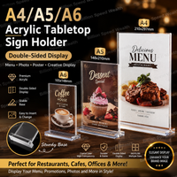 A4/A5/A6 Table Top Acrylic Sign Holder Double Sided Menu Paper Display Stand With Base Creative Picture Card Frame Restaurant