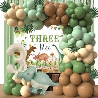 โ3rd Dinosaur Birthday Decorations Kit - Three Rex Backdrop, Balloon Arch, Banner for Boys Jungle Theme Party Supplies