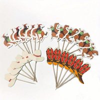 24/48pcs West Cowboy Themed Paper Cup Cake Toppers Picks Cake Insert Decorative Accessary Birthday Single Cool Party Decorations