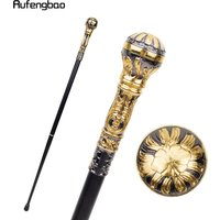 Canne de marche à poignée ronde de luxe noir doré, canne de marche décorative de fête, bouton de crosse élégant, 93cm