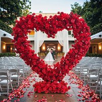 200CM Wholesale Artificial Silk Flower Red White Arched Heart Shaped Wedding Arched Rose Heart Shaped Arched Flower Background