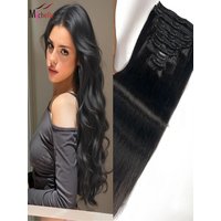 8pcs Brazilian Clip-In Human Hair Extensions Straight Clip-In with 18Clips 120g Natural Color Straight 100% Human Hair Extension