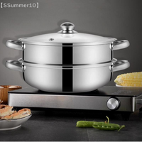 【SSummer10】Stainless Steel Single Double-Layer Steamer Basket - Thickened Pot Steaming Grid Rack for Home Cooking【SS】