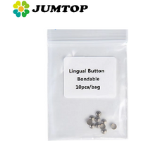 JUMTOP 10Pcs Dental Orthodontic Lingual Buttons Bondable Type Metal Material Round Base with Mesh Orthodontic Material