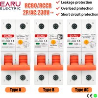 2P 30mA AC A B Type RCBO RCCB MCB Electronic Residual Current Circuit Breaker Over Short Current Leakage Protection EV Charger