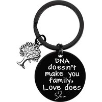 Step Parent Keychain DNA Doesn't Make You Family Love Does Keychain Step Mom Step Dad Adoption Gifts for Bonus Mom Dad