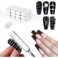 12Pcs Cat-Eye Nail Magnet Rectangular Nail Magnet Gel Nail Polish Magnet Crocodile Effect Suitable for Home DIY and Nail Salons