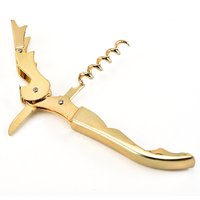 Multi-Use Bottle Opener Gold Plated Corkscrew Double Hinge Waiters Wine Key Bottle Opener Bar Home Office Kitchen Supplies Tools