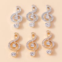 10pcs Gold Silver Color Delicate Crystal Music Note Charm Musical Pendant for Necklace Earrings DIY Jewelry Making Accessories