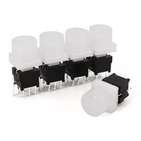 5Pcs Honyone TS6 10mm Round Top Cap 8Pin With LED Momentary Reset DPDT PCB Mini Push Button Tact Switch