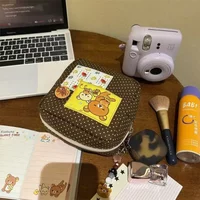2026 New Rilakkuma Wave Bear Cosmetic Bag Female Portable Sundries Travel Large-Capacity Polaroid Storage Bag Birthday Present