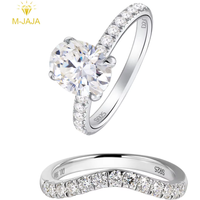 M-JAJA Eternity Moissanite Diamond Ring Curved Wedding Band 925 Sterling Silver Bridal Jewelry Sets Stackable Engagement Rings