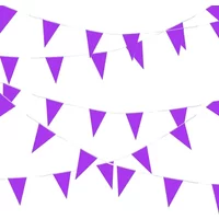 33 Feet Purple Pennant Banners Flags String Hanging Triangle Bunting Flags for Grand Opening,Kids Birthday,Party Decorations