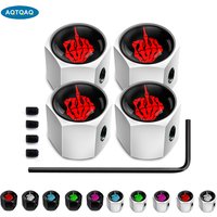 AQTQAQ 4Pcs/Set Anti-theft Aluminum Tire Valve Stem Caps, Metal with Rubber Ring, Dust Proof Cover Universal Fit for Cars, SUVs