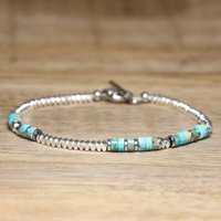 1 Pc Minimalist OT Clasp Stainless Steel Bracelet Natural Stone Handmade Production Picasso Hematite Women Jewelry