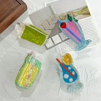 New Niche Cocktail Hair Clip, Summer Drink Design Acrylic Claw Clip, Cute Juice Side Clip Colorful Octopus Clip