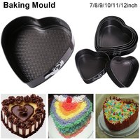 1Pcs Carbon Steel Baking Mould Leakproof Non-Stick Cake Baking Pan Heart Shape 7-12inch Cake Mould for Home Kitchen Bakery