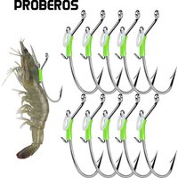 Proberos 10PCS Luminous Live Shrimp Hooks - High Carbon Steel Fishing Hooks Hooks Freshwater Shrimp Walker