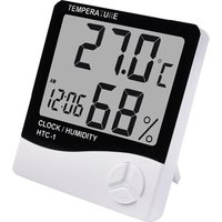 LCD Digital Temperature Humidity Meter HTC 1 HTC 2 Indoor Outdoor Hygrometer Thermometer Weather Station with Clock