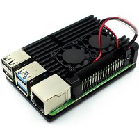Raspberry Pi 4/3 Aluminum Case with Dual Cooling Fan Metal Shell Black Enclosure for RPI Raspberry Pi 4B/3B/3B+
