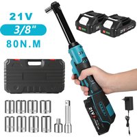 21V Bürstenloser Elektrischer Ratschenschlüssel 3/8" Kabelloser Elektroschrauber 400RPM Wiederaufladbarer Winkelschlüssel Autoreparaturwerkzeug für Makita-Akkus