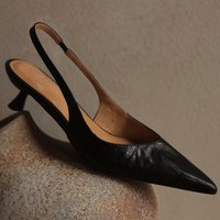 danxuefei plus size 34-42 women's sheepskin pointed toe slingback slip-on summer new sandals elegant ladies 4cm thin heels shoes