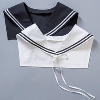 Striped Sailor Fake Collars Scarf Laced Cotton Top Fake Collar Necklaces Detachable Black White False Tie Neckwear