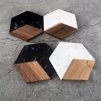 Custom Wholesale Natural Marble Wooden Coasters Heatproof Pads Acacia Bamboo Tea Coffee Round Square Hexagon Coasters