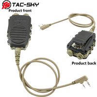 TAC-SKY – casque tactique Walkie-talkie PTT, microphone haut-parleur portable, avec prise de type K à 2 broches pour écouteurs tactiques COMTAC