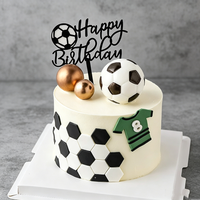 Cute Football Player Figure Cake Toppers Football Field Style for Kids Sports Party Cupcake Dessert Baking Decor Ornaments