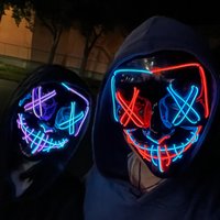 Wireless Glowing Face Masks Halloween Light up Purge Mask Cosplay Props Neon Disguise Face Mask Costume