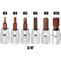 1pcs 3/8 Square Drive Socket Wrench Hex Screwdriver Bits H3 H4 H5 H6 H8 H10 Hexagon Ratchet Wrench Bit Socket Tool Hand Tools