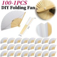 Blank White DIY Folding Fan Hand Practice Foldable Paper Fan Portable Hand-painted Personalized Fan for Dance Cosplay Props