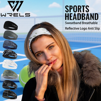 WRELS Sports Headband Men Women Sweatband Breathable Reflective Logo Anti Slip Running Yoga Fitness Cycling Hair Band