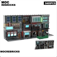 MOC Sci-Fi Urban Modular Building Blocks Set Cyberpunk Streetscape House Future City Architecture Model Adult Gift
