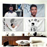 Football J-Jude B-Bellinghams Flags Wall Hanging Background Art Banner for Bedroom Home Outdoor Decor