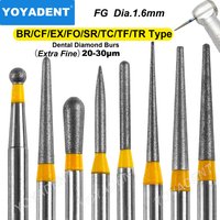10Pcs FG Dental Burs Extra Fine Diamond Burs Dentistry Drills High Speed Turbines Bur Dental Lab Polishing Tools Dia.1.6mm
